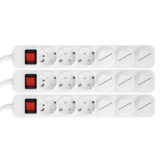 HiPPO 접지형 멀티탭 6구 + 안전커버 3p 세트, 1.5m, 혼합색상, 3개