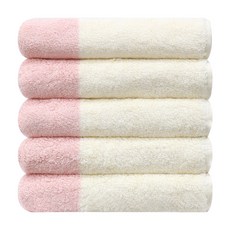 SOFT TOUCH 紗染半版設計毛巾 200g 40支精梳棉, 粉紅色(半版), 5個