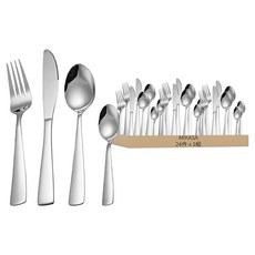 MIKASA Harlington不鏽鋼刀叉匙餐具24件組, 1套, 高雅銀, 點心匙 + 湯匙 + 叉子 + 刀子