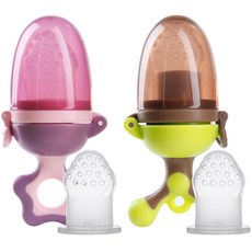 Yecomam 矽膠咬咬樂+替換頭, 綠色+粉色, 1組