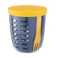 코멧 홈 BPA FREE 미니 샐러드 과일 도시락 런치팟 + 포크 세트, 블루, 1세트