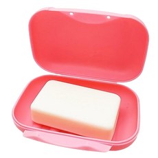 攜帶式鎖釦肥皂盒 長方形,粉色,旅行必備鎖釦設計,保持乾燥, 1個