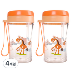 버즈 올바디 트라이탄 유아빨대컵, 오렌지, 4개, 300ml