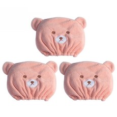 Tilgreen 小熊乾髮巾, 3個, 粉紅色
