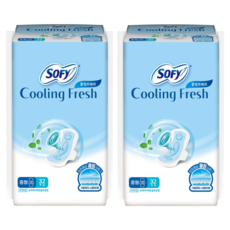 쏘피 쿨링 프레쉬 생리대 날개형, 중형, 32개입, 2개