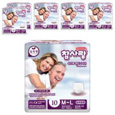 참사랑 남여공용 실속 팬티형 성인 기저귀, 중형, 10매입, 6개
