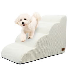 Allmio Pet 雲朵布藝弧形狗狗階梯, 奶油象牙白, 1個