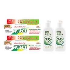 T.KI 白人 蜂膠牙膏144gx2入+乾洗手凝露100mlx2瓶 75%酒精消毒, 1組