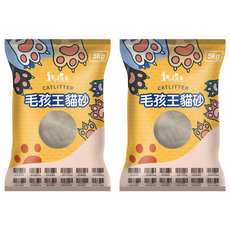 毛孩王 粗貓砂, 天然膨潤土+精油, 5kg, 2包
