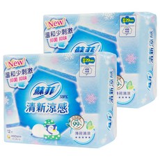 SOFY 蘇菲 清涼薄荷 清新涼感衛生棉, 夜用型 29cm, 12片, 2包