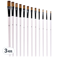 OON 워터컬러 미술 납작붓 화이트 세트, 12종, 3세트