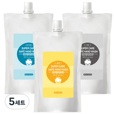 Super Care 洗手乳補充包 檸檬香 450ml+無香 450ml+爽身粉香 450ml, 5組
