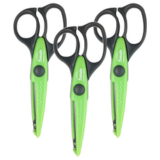 Tomato 番茄牌 花邊剪刀 小波浪, 綠色 + 黑色 + 銀色, 3支