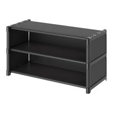 AHOYE 大容量開放式3層秒收納鞋櫃/床底鞋櫃/鞋子收納架/拖鞋架, 黑色, 1個