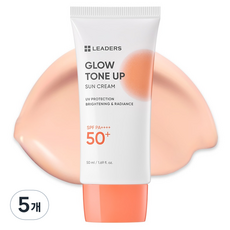 리더스 글로우 톤업 혼합자차 선크림 SPF50+ PA++++, 5개, 50ml