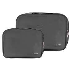 하비티 부피순삭 정리 의류 침낭 캠핑 이불 압축파우치 블랙 2종 세트, 2개입, 1세트