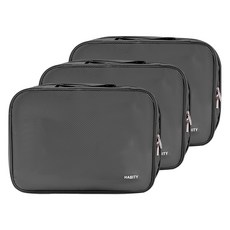 하비티 부피순삭 정리 의류 침낭 캠핑 이불 압축파우치 블랙, 3개입, 1세트