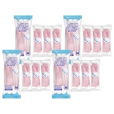 러버랩 뽀송 고무장갑 3입, 파스텔핑크, 중(M), 4세트