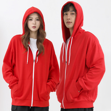 TURNKEY 男女通用大尺碼基本款素色現代風連帽拉鍊外套 AJ-1152