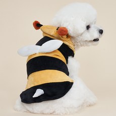 Cheris 犬用蜜蜂造型保暖刷毛連帽衣, 黃色的