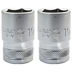 WORKPRO 短套筒 1/2" x 19mm WP274100, 2個