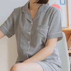 DOSSY 女性涼感透氣泡泡紗人造絲翻領短袖睡衣套裝 D8802