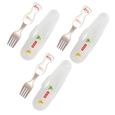 fisher-price 費雪 小熊造型叉子+餐具盒, 混色, 叉子+盒子, 3組