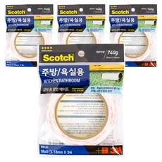 3M Scotch 廚房浴室用泡棉雙面膠帶 18mm x 3m, 4個