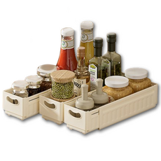 易共感 多用途長度可調廚房收納整理盒, 單一顏色, 3個