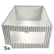 抽屜式摺疊整理箱, 5個, 條紋白色