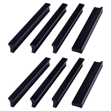 把手世界 T型軌道 2孔 家具把手 黑色 P128, 8個