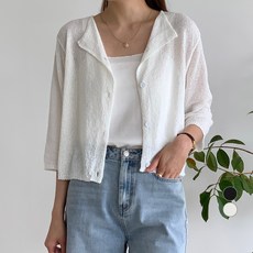 afinar 女款開領七分袖毛圈針織外套