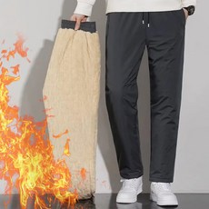 POSURE 男女通用冬季保暖發熱直筒鋪棉羊羔絨長褲