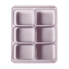 tgm 馬卡龍白金矽膠副食品分裝盒 6格, 薰衣草紫, 45ml, 1個