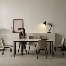 보니애가구 에븐 세라믹 테이블 1800 식탁세트 6인용 방문설치, 아티쿠스그레이 + 블랙 + 루트베이지, 일반의자 6