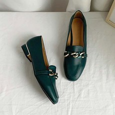 어바웃슈 여성용 로키 메탈체인 스퀘어 토 로퍼