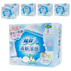 SOFY 蘇菲 清涼薄荷 清新涼感衛生棉 護翼型, 超薄夜用型(29cm), 12片, 6包