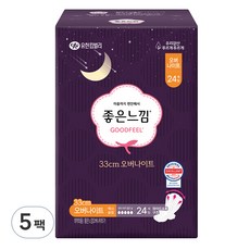 좋은느낌 오리지널 생리대 패드형, 오버나이트, 24개입, 5개