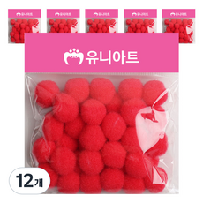 유니아트 1000 퐁퐁 20mm, 빨강, 12개
