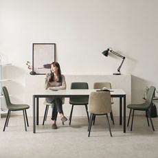 보니애가구 에븐 포세린 1800 세라믹 식탁세트 6인용 방문설치, 아티쿠스그레이 + 블랙 + 퍼니그린 + 루트베이지, 일반의자 6