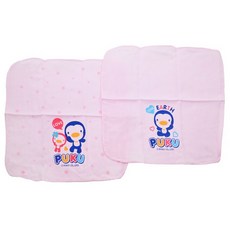 PUKU 藍色企鵝 素色紗布手帕 2條入