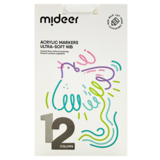 mideer 速乾丙烯麥克筆 軟毛頭 12色 4歲以上, 多色, 1盒