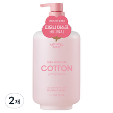 Shower mate 深層保濕棉花沐浴乳 牡丹麝香, 2瓶, 1L