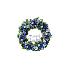 MODACore 摩達客 24吋豪華高級聖誕花圈, 藍銀色系, 1件