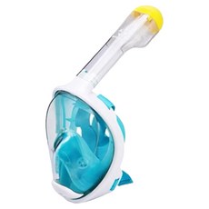 全乾式浮潛面罩 兒童款 附呼吸管 鼻子呼吸, 內徑17 × 13cm 外徑23 × 19cm, 綠色