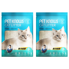 PET KNOWS 沛諾思 礦砂 不規則自然顆粒, 膨潤土材質 強力結團 高性價比 8L, 5kg, 2袋