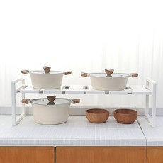 LIVING HAPPY 韓國國內製造 寬度可調式水槽下1200多用途層架, 白色, 1個