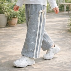 woojooi 兒童蕾絲緞帶寬褲