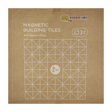 SCIENCEBABY 4 x 4磁力片大底板 2片裝 適用於3歲以上兒童, 透明色, 1組