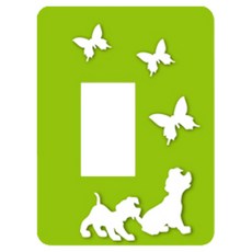 Homecoco 蓋式小狗蝴蝶開關蓋貼紙, 綠色